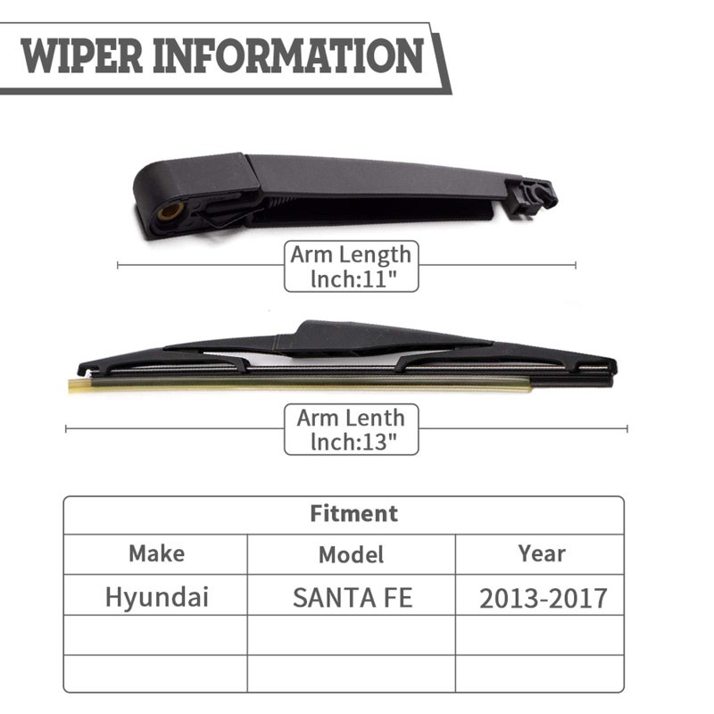 HODEE Rear Wiper Arm Blade Nut Set-Replacement for Hyundai New Santa Fe 2013-2017,kia Sedona Sports XL SUV Back Windshield Assembly,with Window Cap Cover Accessories,OE:98811B8000 - Image 2